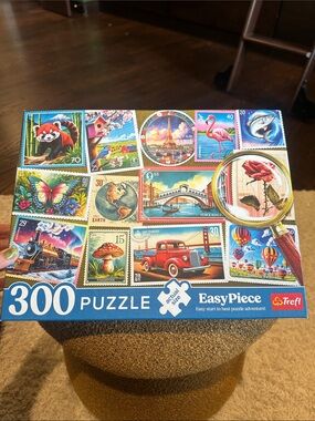 300-Piece Kids Puzzle – Colorful Stamp Collage